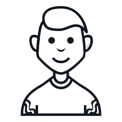 Man Tattoo Avatar Style Icon. Simple Character Smile Vector Illustration.