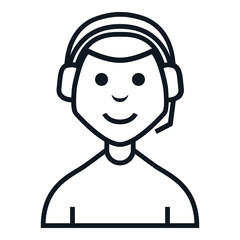 Customer Support Boy Avatar Style Icon. Simple Character Smile Vector Illustration.