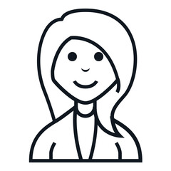 Woman Tuxedo Avatar Style Icon. Simple Character Smile Vector Illustration.