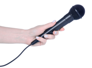  black microphone audio in hand isolation