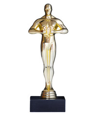 Golden man award statuette isolation