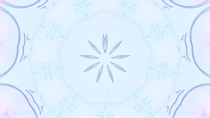 Obraz premium blütenförmige abstrakte Grafik, Sternförmig, Frühlingsdesign, Pastellfarben, Mandala, mittig, symmetrisch, blau