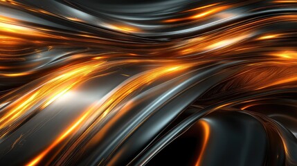 Smooth metallic curves and glowing light effects creating a futuristic abstract landscape resembling molten metal. No people, no logo.