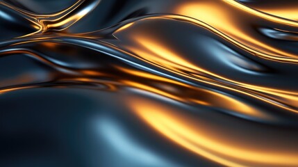 Obraz premium Smooth metallic curves and glowing light forming a futuristic abstract landscape, like molten metal. No people, no logo.