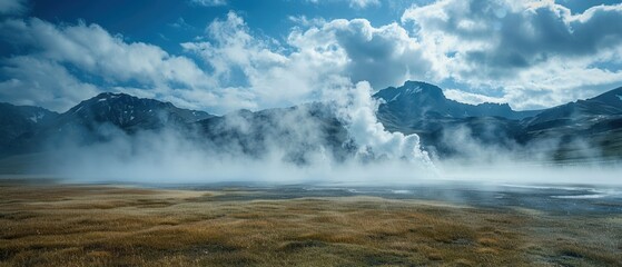 Obraz premium Geothermal Steam Venting into the Atmosphere