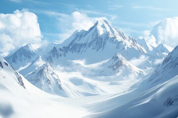 Fototapeta premium A Snowy Mountain Range Under a Clear Blue Sky