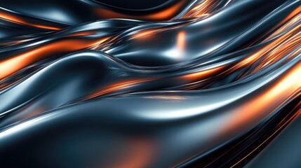Smooth metallic curves and glowing light forming a futuristic abstract landscape, like molten metal. No people, no logo.