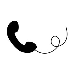 Telephone icon with silhouette cable