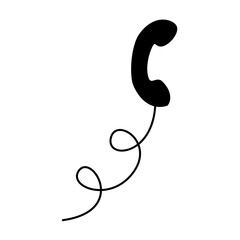 Telephone icon with silhouette cable