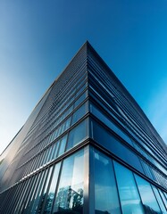 Futuristic Reflections, Mirrored Glass Facade on Modern Building