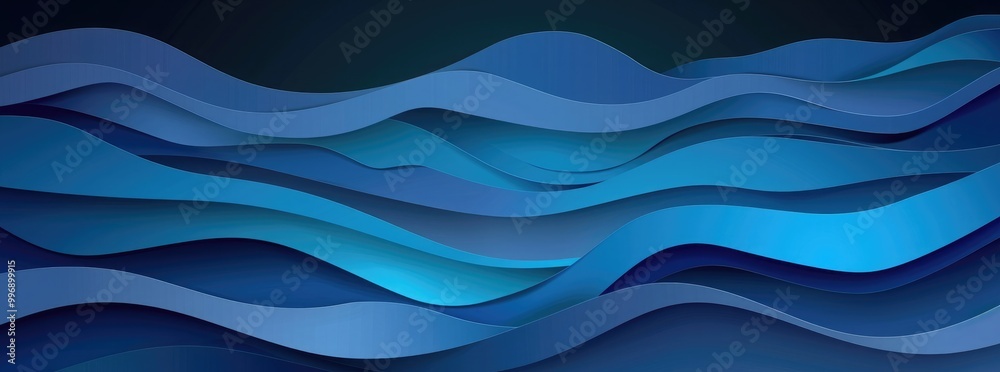 Wall mural blue abstract background with wavy paper cut shapes. vector illustration for web design, banner, and