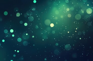 Abstract glowing particle background with a bokeh effect, in a teal and green color theme.