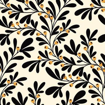 Trailing Black Berry Branch, seamless pattern