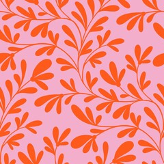 Coral Branch on Pink, trailing seamless pattern