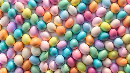 Fototapeta premium Abstract egg pattern background with overlapping colorful eggs in pastel tones and subtle shadows