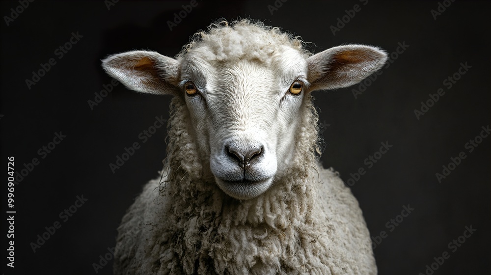 Poster Close Up Portrait of a Fluffy Sheep