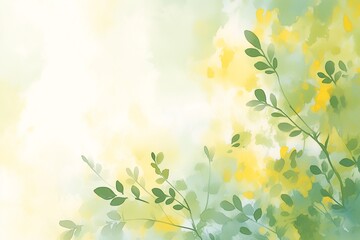 Yellow and green watercolor background for spring