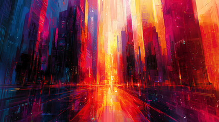 Obraz premium Vibrant Abstract Cityscape