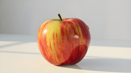 An apple with a red and yellow stripe