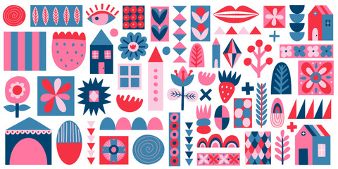 Fototapeta premium Set of abstract elements flat vector illustration