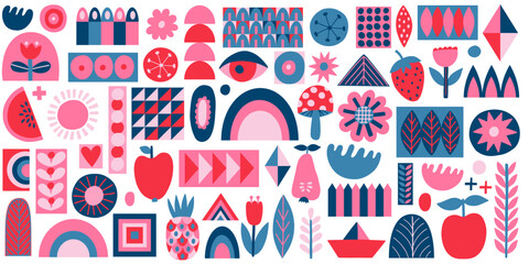 Set of abstract elements flat vector illustration