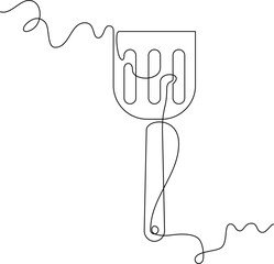 Obraz premium spatula vector illustration. line art, one continuous line, simple, hand drawn and sketch style. for icons, symbols, signs or logos