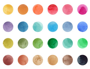 Rond étiquette coloré aquarelle multicolore	