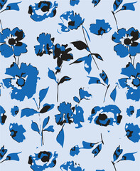 Flowers seamless pattern. vector illustration. Abstract flowers, floral vector with leaves