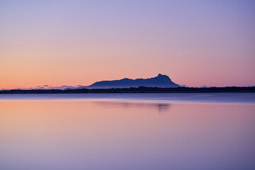 Dawn at lake Fogliano (lago di Fogliano), Circeo National Park, Italy	