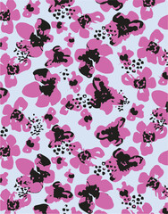 Flowers seamless pattern. vector illustration. Abstract flowers, floral vector with leaves