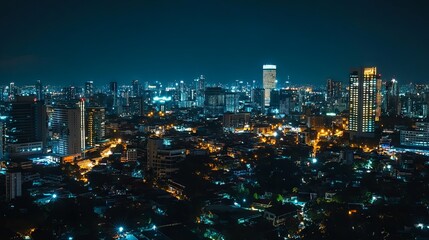 Obraz premium Beautiful night landscape of a big city