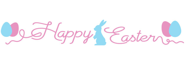 happy easter hand written typography lettering text line design, abstract vector with eggs
