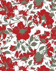 Flowers seamless pattern. vector illustration. Abstract flowers, floral vector with leaves