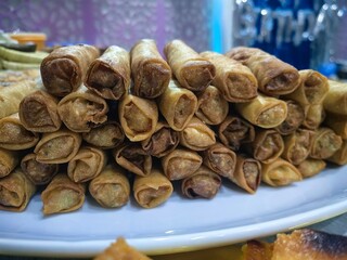 Stuck of traditional springroll food.