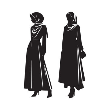 hijab style silhouette illustration vector