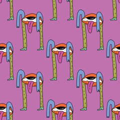 square seamless pattern -sinister eyes for Halloween.Devil eyes in 1970s psychedelic style.Groovy and funky print ornament.A look from a horror movie. Mystical esoteric eye.Witches,astrology and tarot