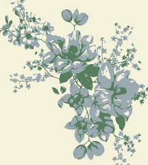 Flowers seamless pattern. vector illustration. Abstract flowers, floral vector with leaves