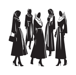 hijab style silhouette illustration vector