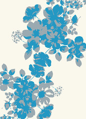 Flowers seamless pattern. vector illustration. Abstract flowers, floral vector with leaves