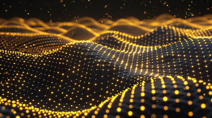 Dark Gold Abstract Background with Glowing Particles