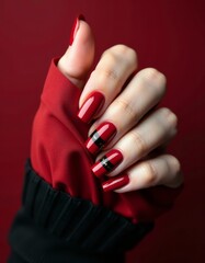 Beautiful girl with long nails and sensual lips beauty face nail art
