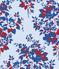 Fototapeta premium Flowers seamless pattern. vector illustration. Abstract flowers, floral vector with leaves