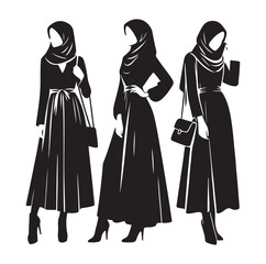 hijab style silhouette illustration vector