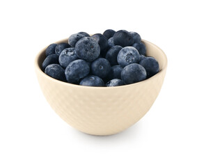 Bowl with fresh blueberry isolated on white background