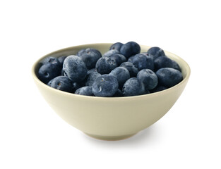 Bowl with fresh blueberry isolated on white background