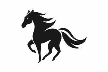 A Creative simple memorable horse animal logo vector, silhouette black color, vector art illustration