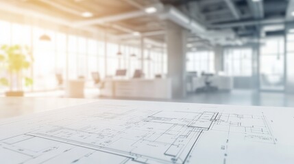 Architectural Blueprints in Modern Office Interior
