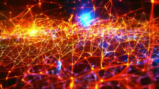 Abstract visualization of cross-chain bridges connecting blockchains. Glowing data packets assets move bridges, seamless interoperability blockchain ecosystem, 4k Technology Background Animation Video