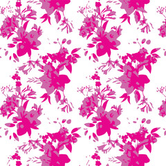 Flowers seamless pattern. vector illustration. Abstract flowers, floral vector with leaves