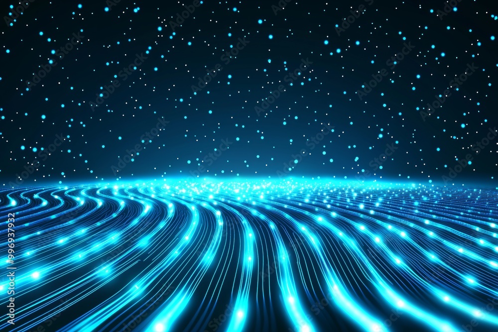Poster in an abstract background with technology lines, generative stock is combined with intelligent commu